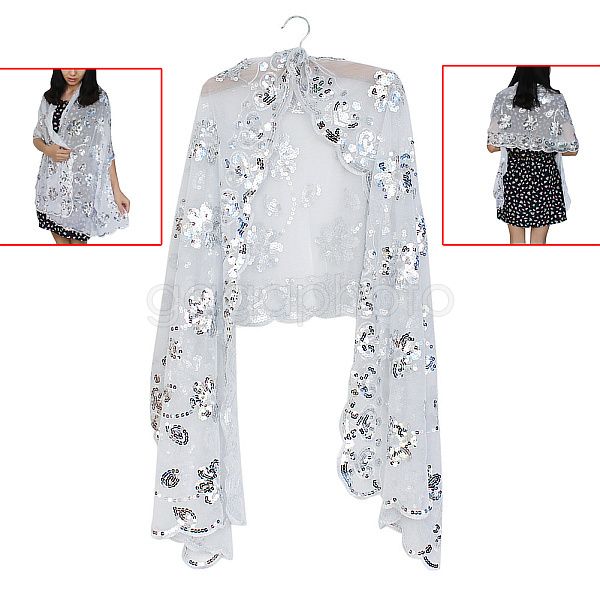 silver sequin shawl