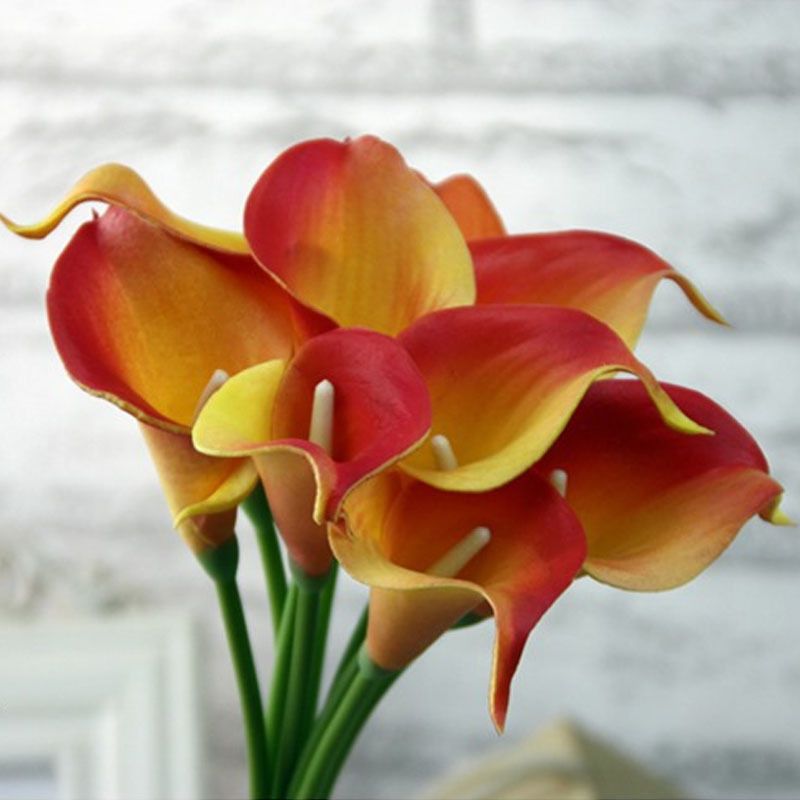 New Calla Lilly Fake Flowers Silk Plastic Artificial Lily Bouquets For Bridal Wedding Bouquet Home Decoration Fake Flowers 