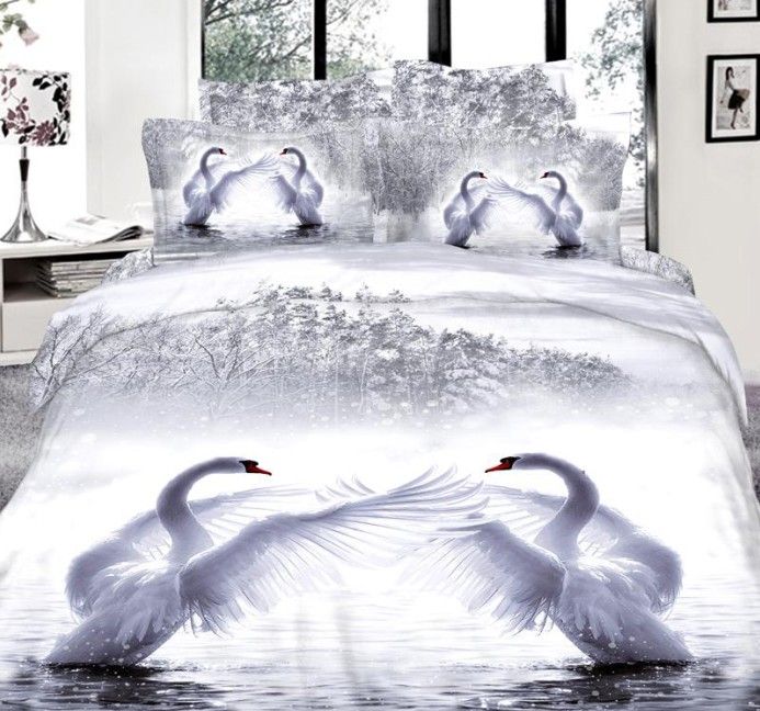 3d White Swan Bedding Set Super King Size Queen Full Double Quilt 3d White Swan Bedding Set Super King Size Queen Full Double Quilt Duvet Cover Ed Sheets Bed In A Bag Bedspreads Cotton