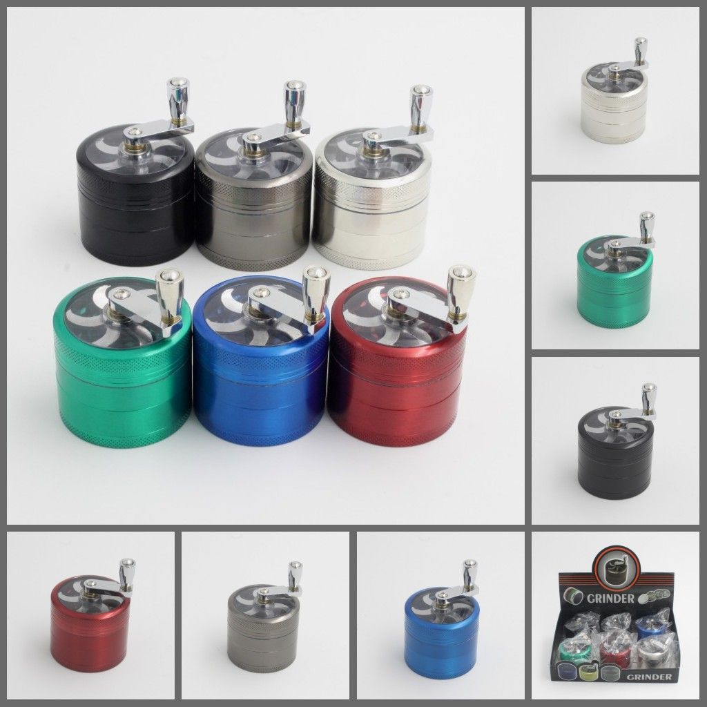2019 Tobacco Grinder 56mm 4layers Zicn Alloy Hand Crank Tobacco