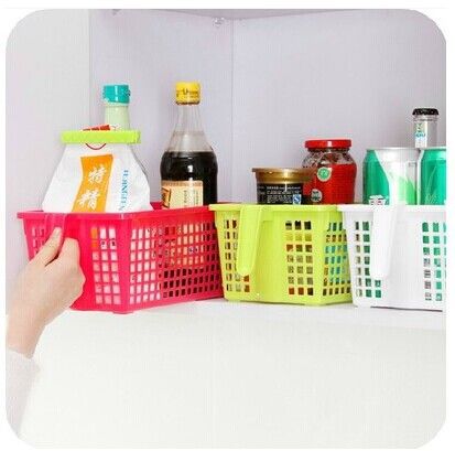 Storage Basket With Handle Plastic Drain Vegetables Food Storage Basket With Handle Plastic Drain Vegetables Food Books Desktop Cupboard A221 Baskets