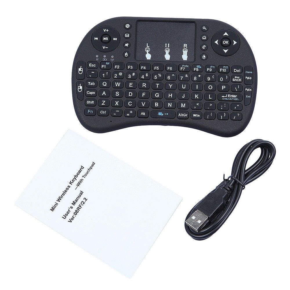 Happyshopping Russian i8 air Mouse Wireless Keyboard with touchp I8 Plus Mini 2.4GHz Wireless 5-Color Backlight Keyboard with Touchpad Mouse,for E-Sports Mechanical Game Keyboard