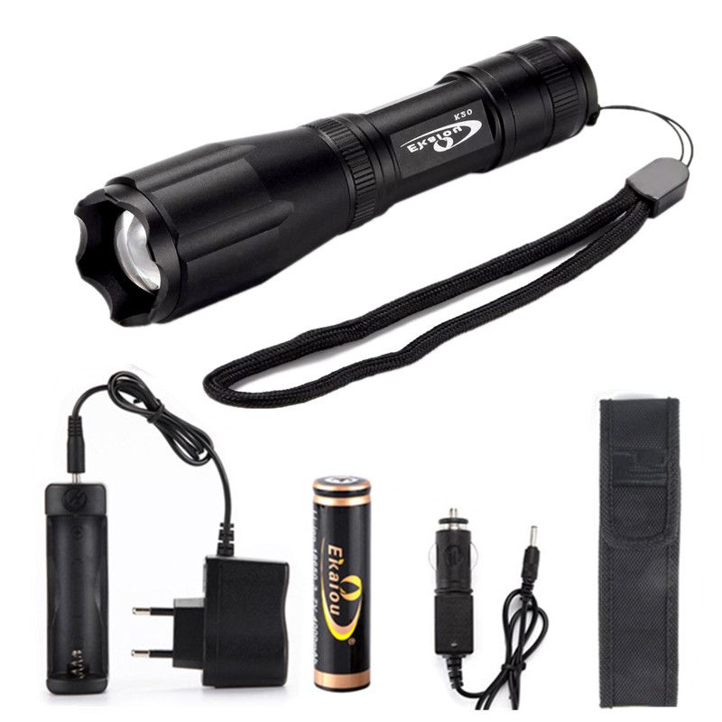 Waterproof Adjustable Focus Zoom LED Flashlight 5 Mode 3800lm XML T6