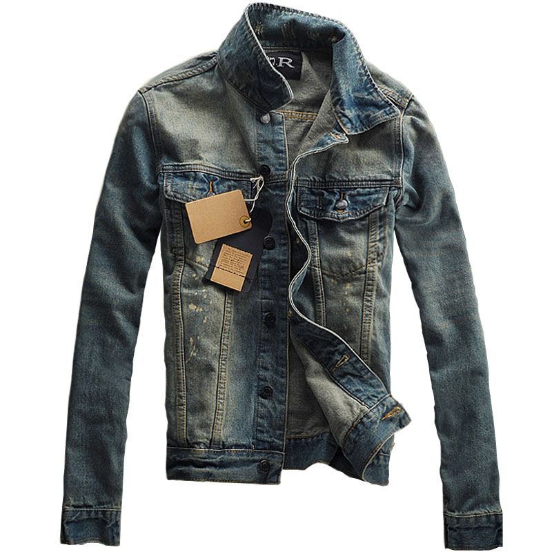 Cool Denim Jacket Men Autumn Winter Outerwear Coat Single Breasted Slim