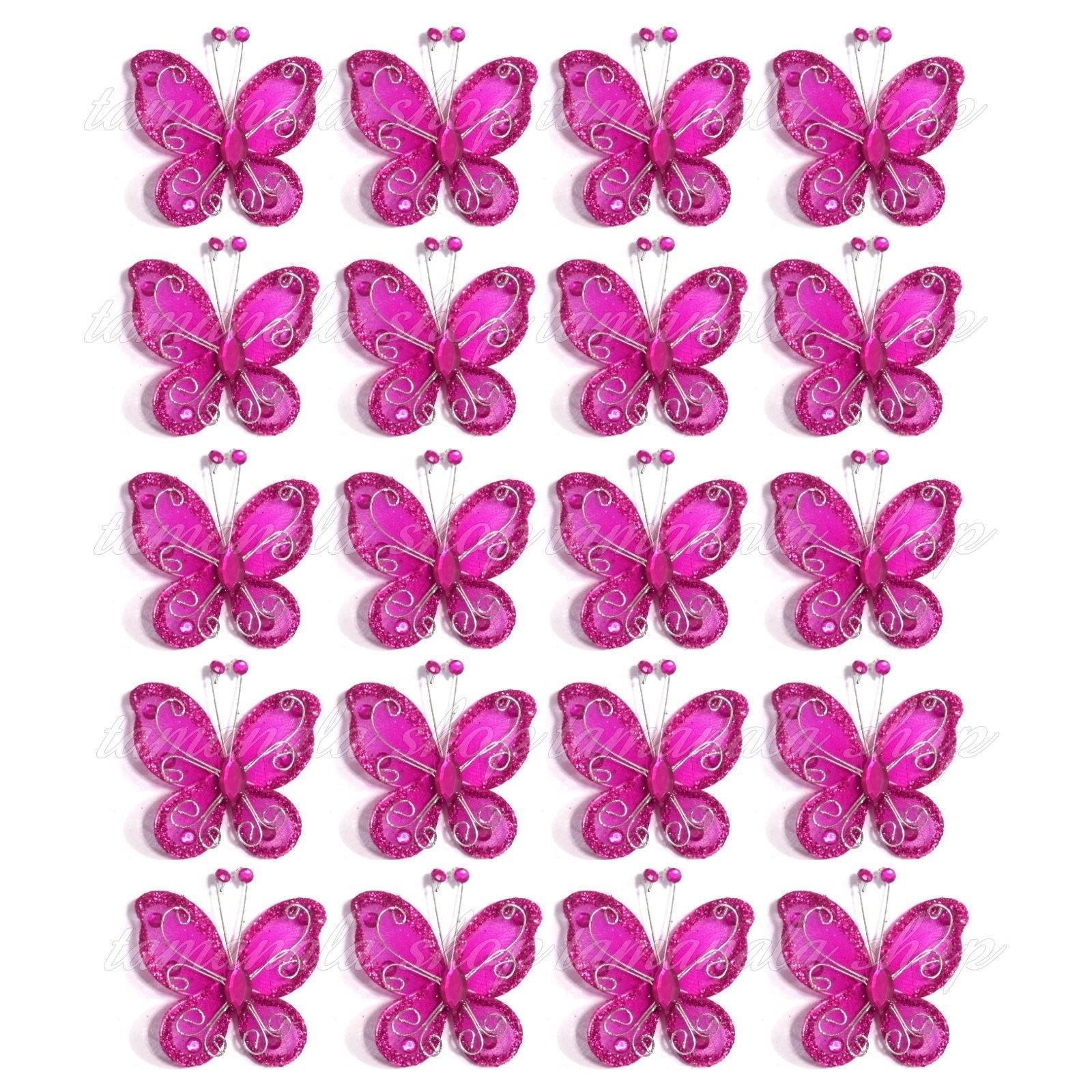 3 Colour Options 20 Iridescent Butterfly Embellishments
