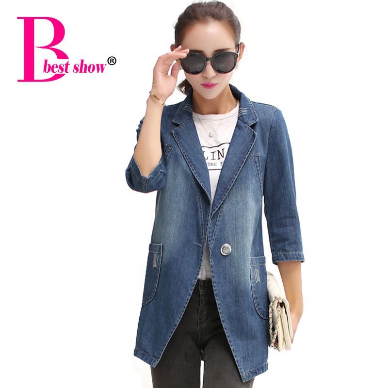 2018 Womens Denim Blazer Jackets 2015 Winter Women Clothing Casual ...