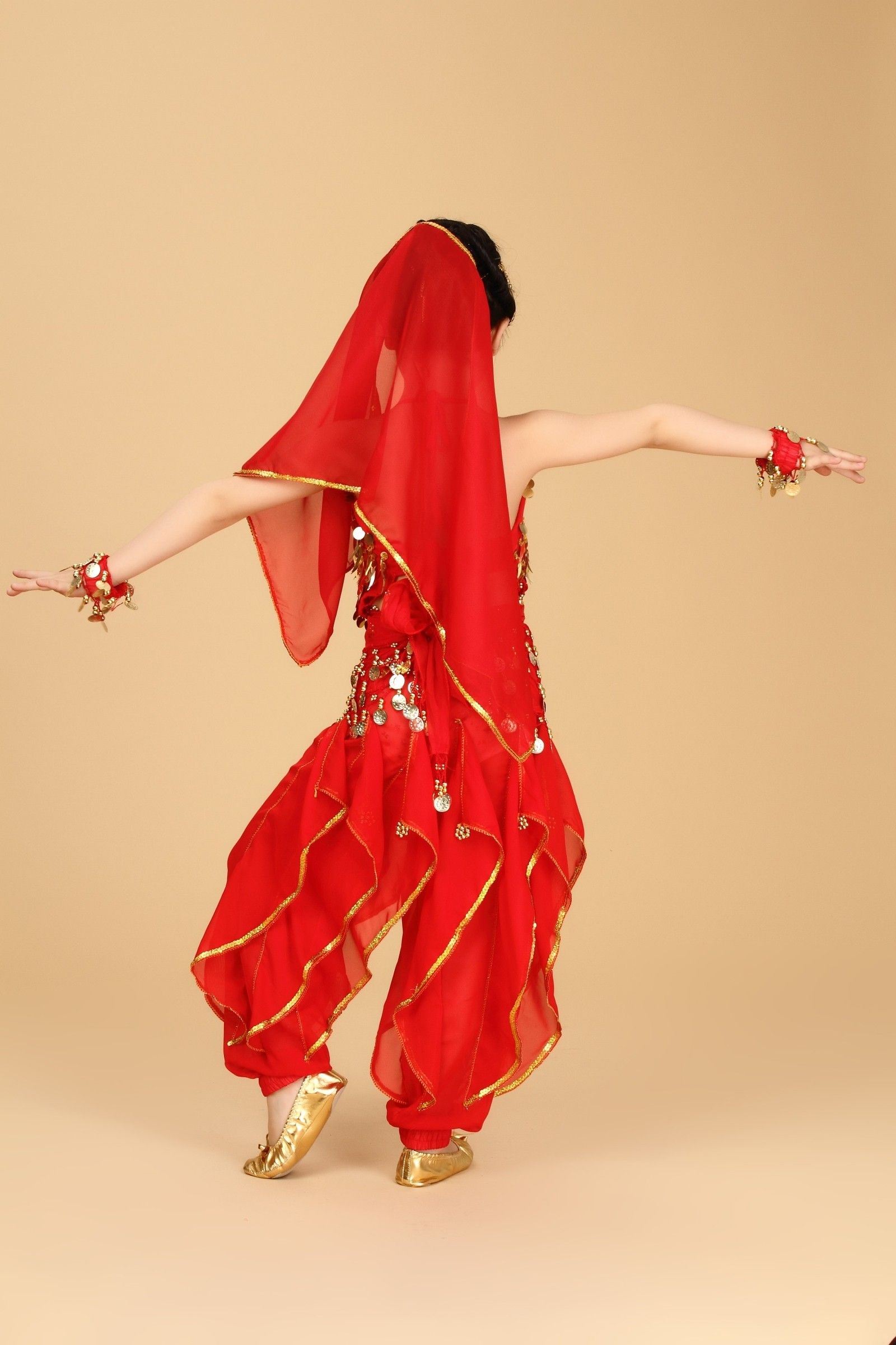 2020 Belly Dance Costumes Sequins Tops Pepper Pants Chains 120D Chiffon