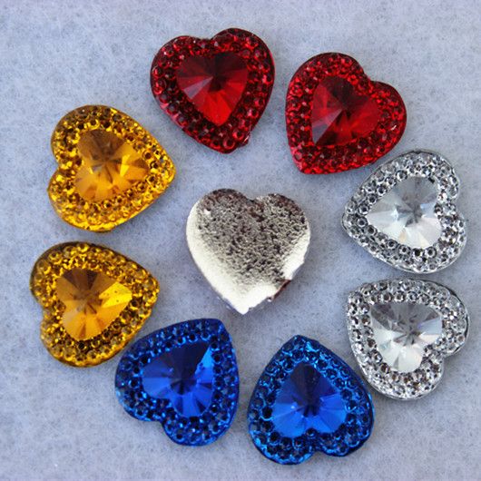 2019 14mm Resin Rhinestone Heart Flatback Cabochon DIY Decoration Beads