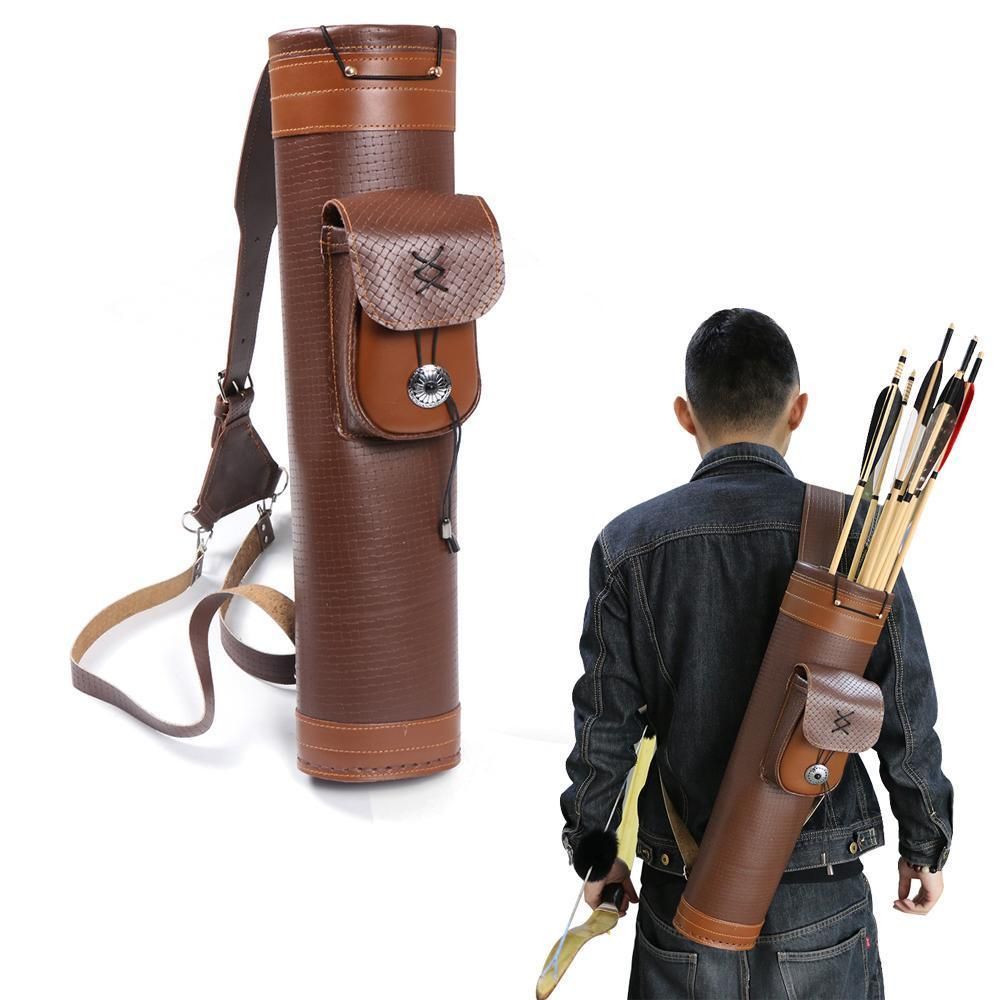 2019 Brown Traditional Cow Leather Archery Arrow Quiver Slung On