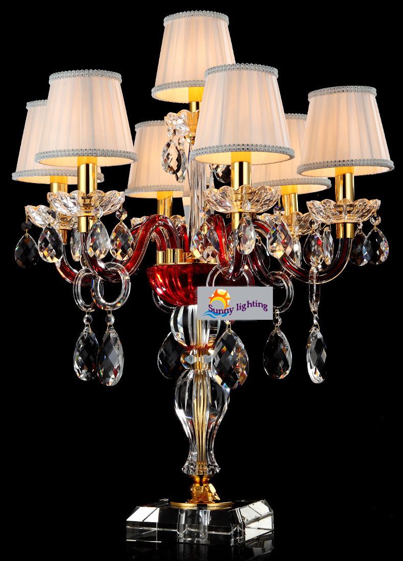 Modern Wedding Red Crystal Table Lamps With Shades 7 Modern Wedding Red Crystal Table Lamps With Shades 7 Lights Large Restaurant Candle Holder Light Kitchen Multi Color Candelabra By