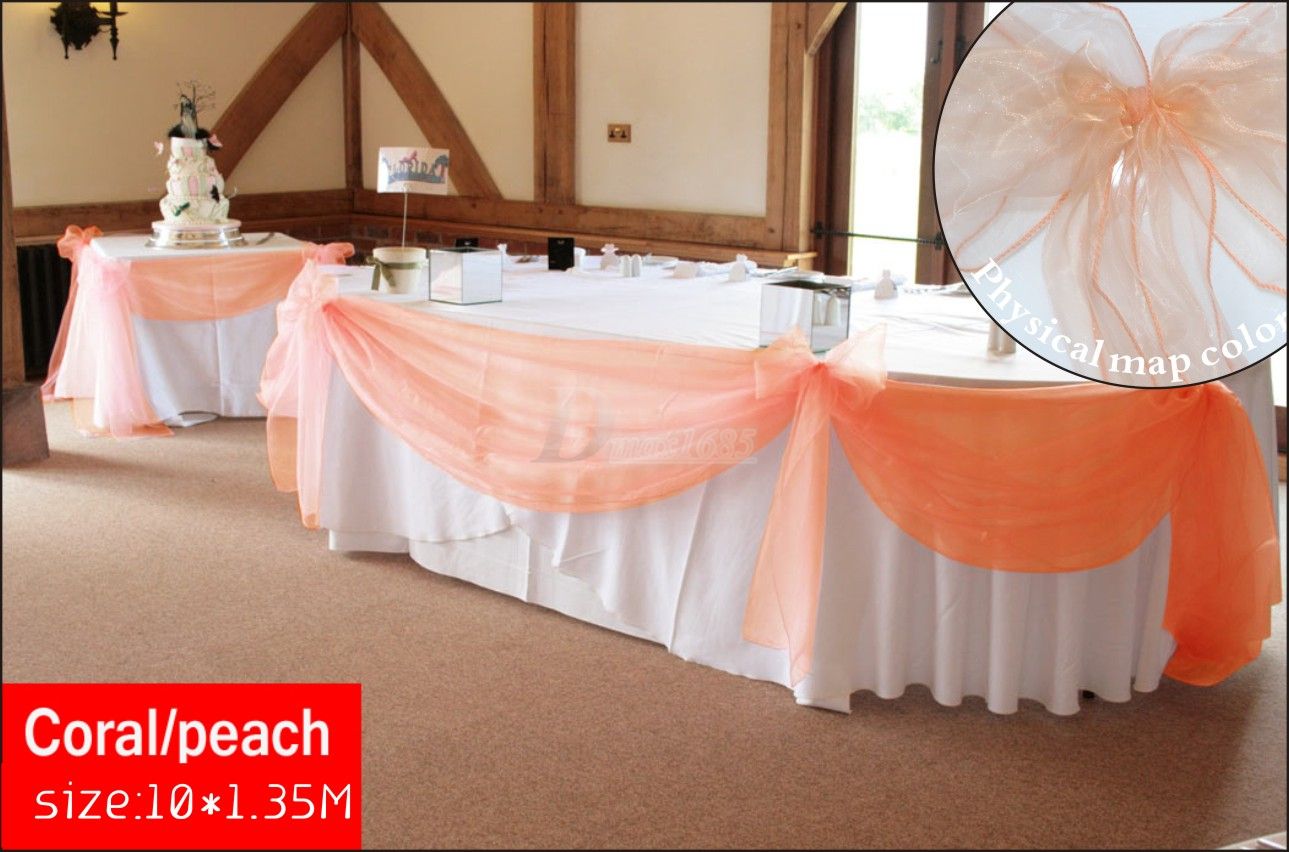 new color coral peach organza 10m 1 35m top