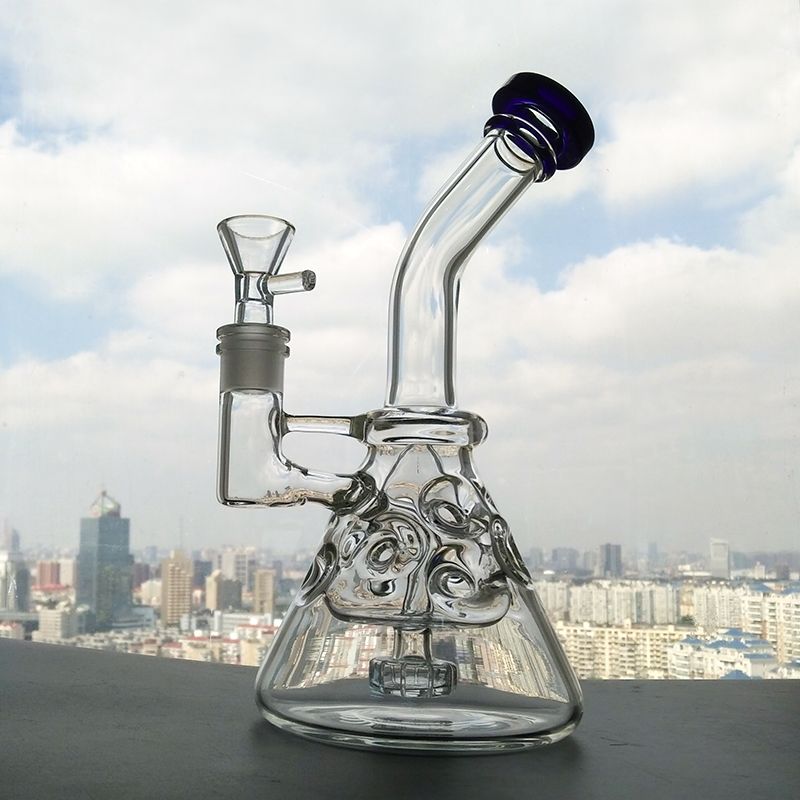 2020 New Arrival Bent Beaker Glass Bong Carb Cap Water Pipe With Hole