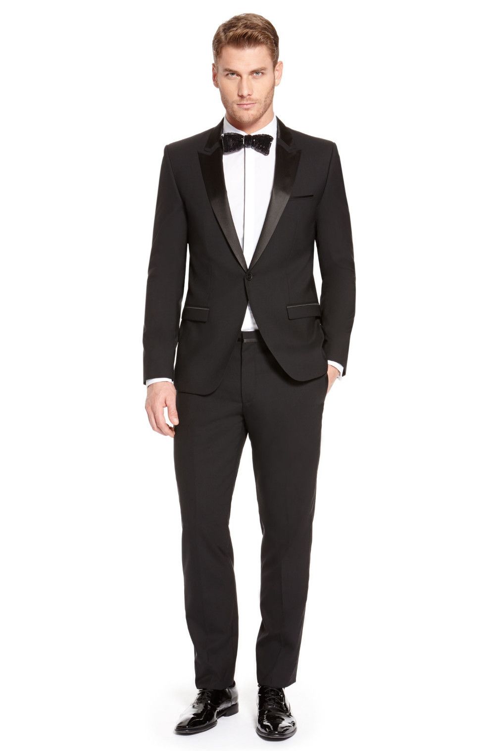 Custom Made Center Vent Groom Tuxedos Black Best Man Suit Peak Lapel ...