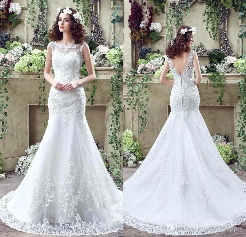 2016 Real Image Cheap Lace Wedding Dresses Gorgeous Arabic Ivory Crew