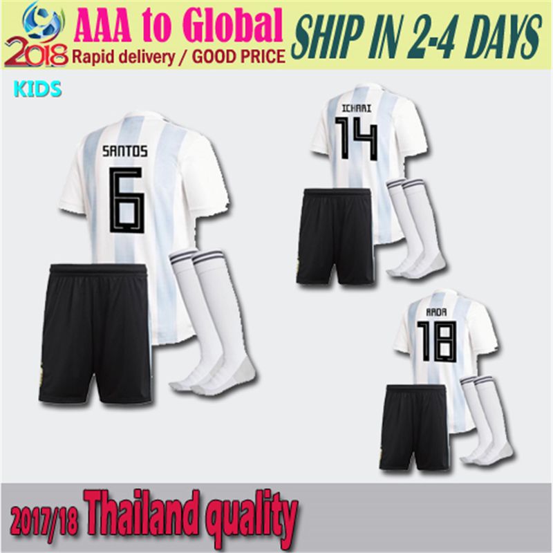 2019 2018 World Cup Argentina Kids Soccer Jersey KIT+Socks