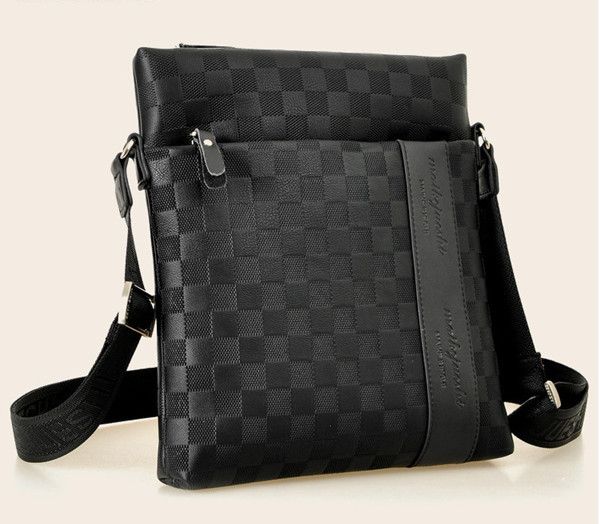Wholesale New 2015 Brand Fashion Men Messenger Bags Plaid Genuine