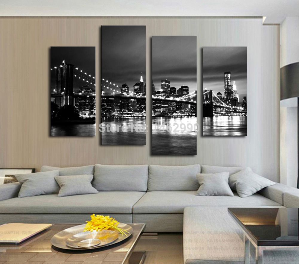 Hot Sell Modern Wall Painting New York Brooklyn Bridge Home