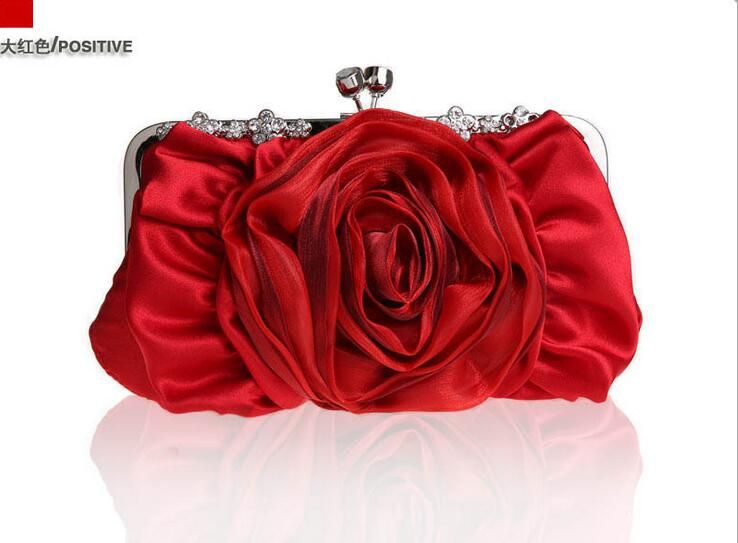 red satin clutch