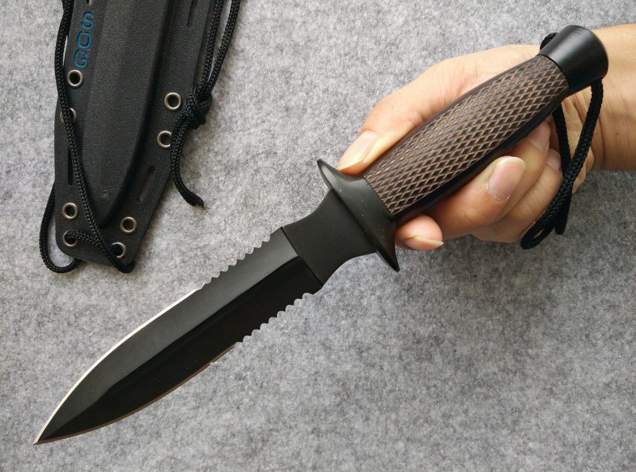Sog D25 Daggert 2 Fixed Blade Knife AUS8 Steel Double Edge Serrated