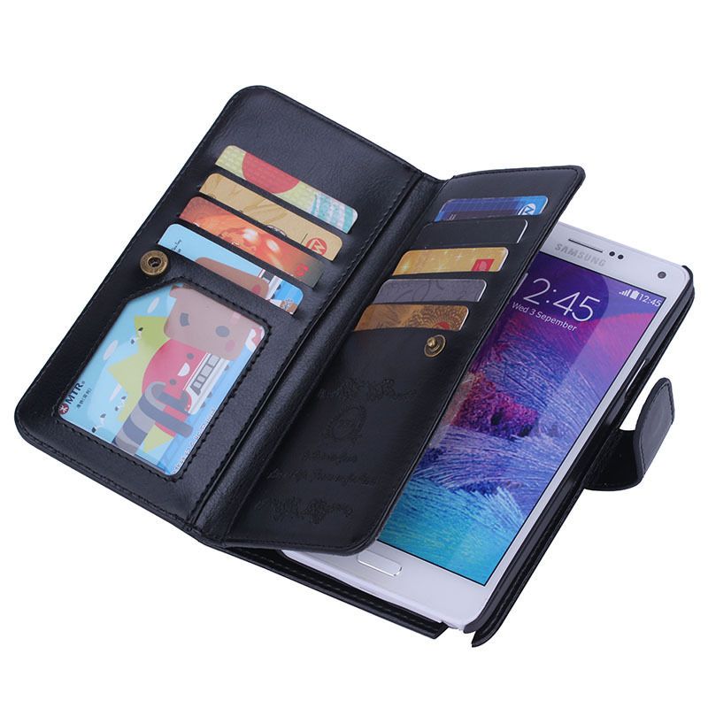Women / Men Handbag Cash Wallet Clutch Phone Case For Samsung Galaxy Note 4 Cell Phone Cases ...
