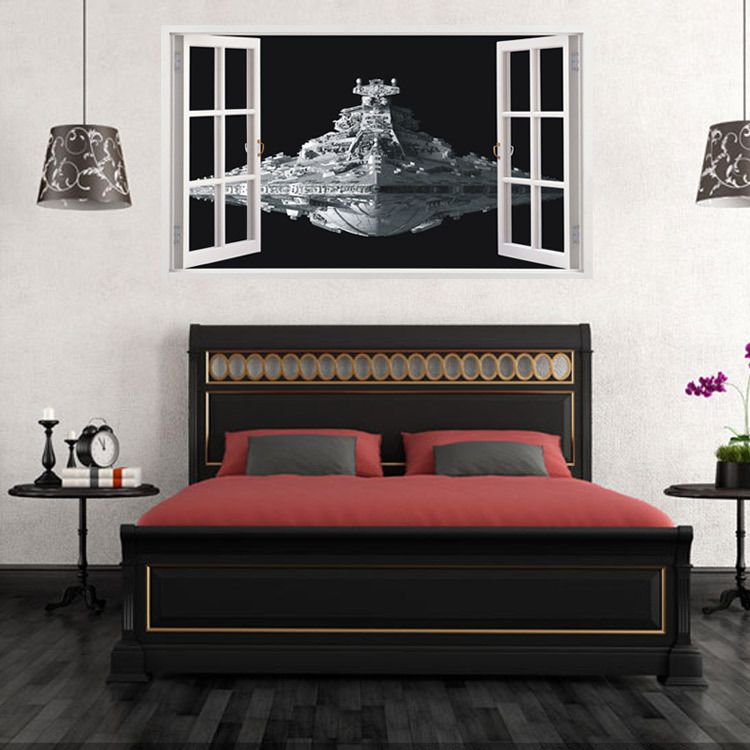 Wall Art Decals star wars 3d window view spacecraft wall art mural decor sticker Wall Art Decals star wars 3d window view spacecraft wall art mural decor sticker