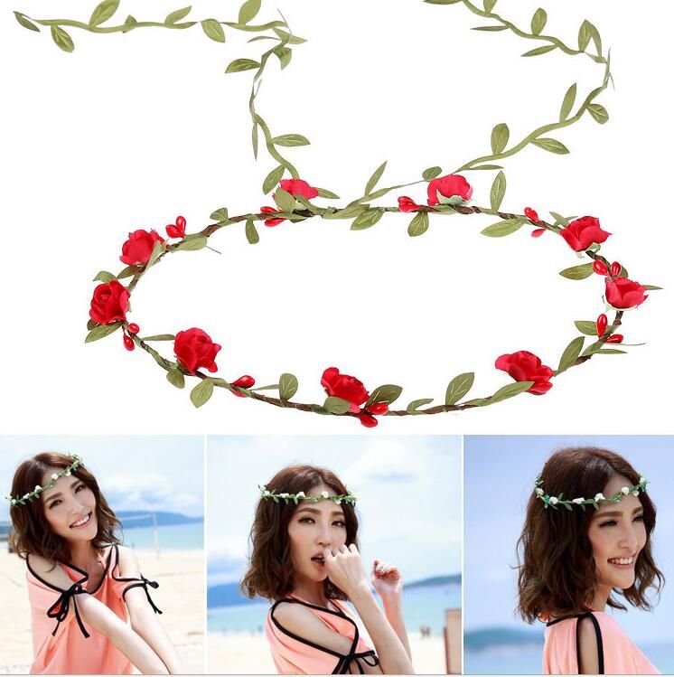 Diy Hair Garland Artificial Flower Head Ring Wedding Garland Pip Berry