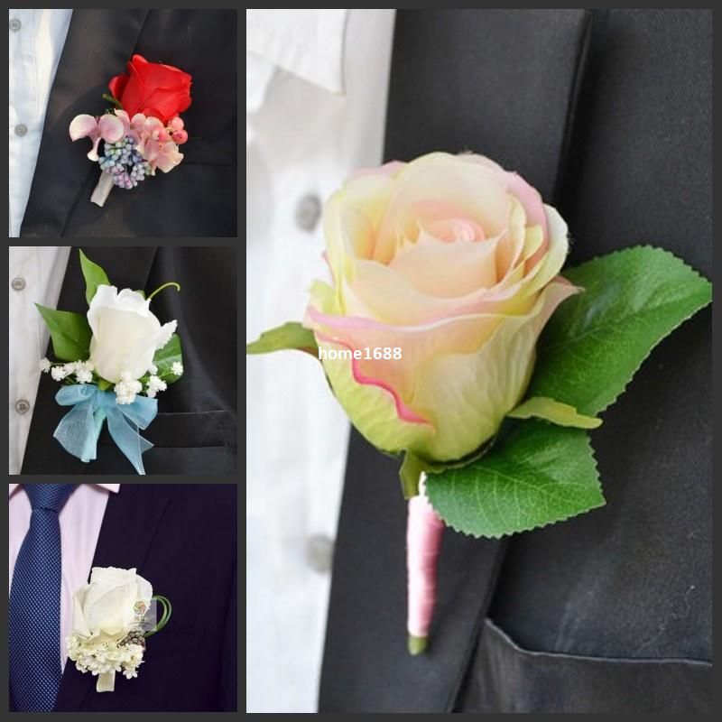 2019 / Hand Made Corsage Groom Groomsman Silk Rose Flower Wedding Man