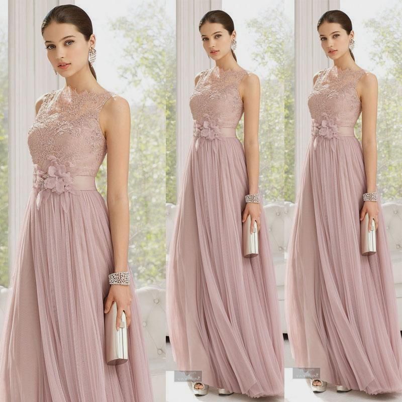 Designer Blush Country Abiti Da Damigella Donore Pizzo Collo Boutique Abiti  Da Sera Lungo Tulle Flower Sash Bohemian Junior Damigella Donore Abito Da  75,69 € | DHgate Italy