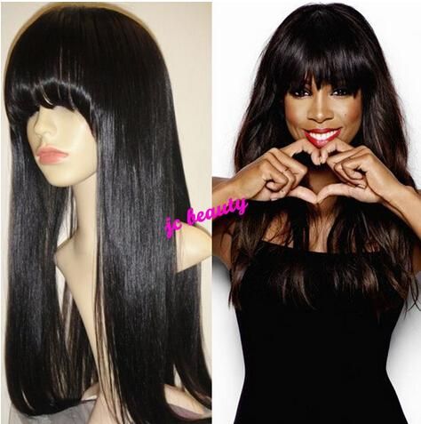 African American Celebrity Wigs With Fringe Cheap Human Hair Wig ...