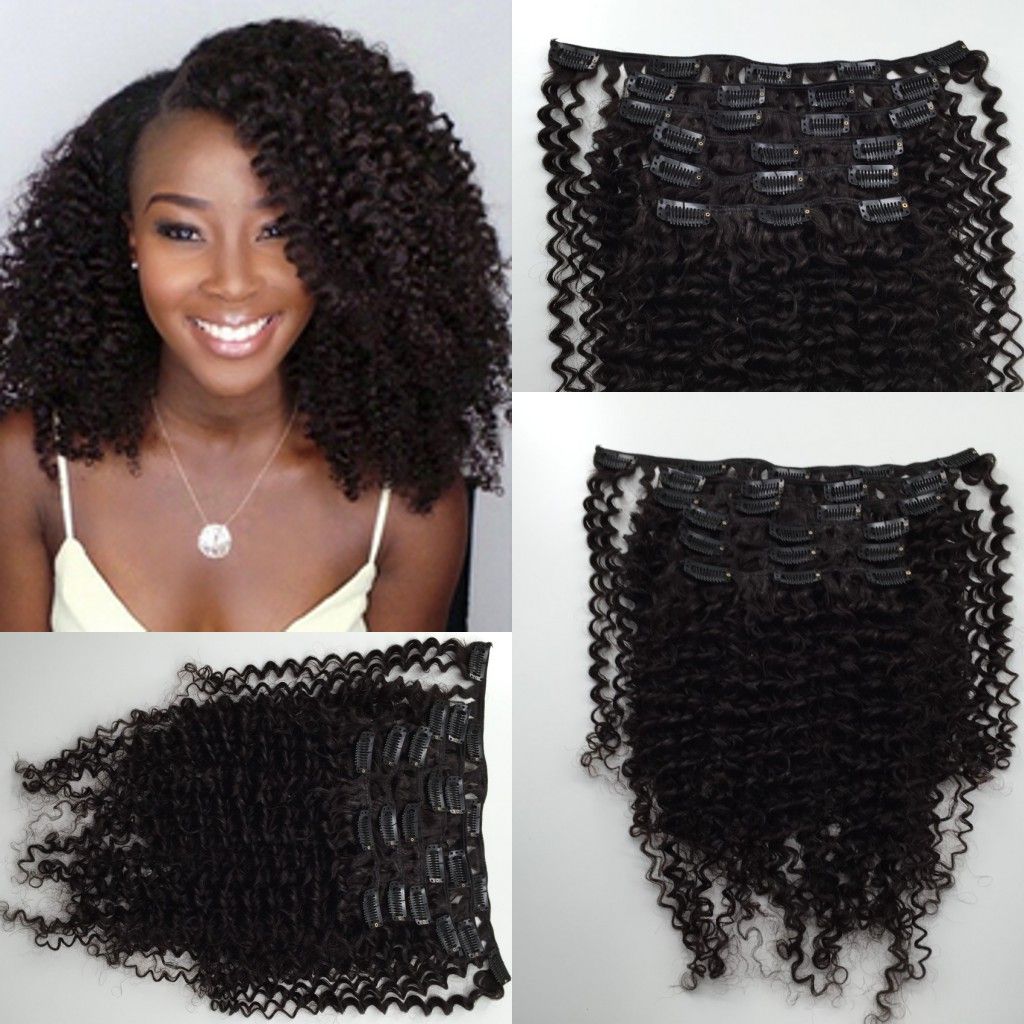 8 30 Remy Hair Clips In Human 3b 3c Hair Extensions Afro Kinky