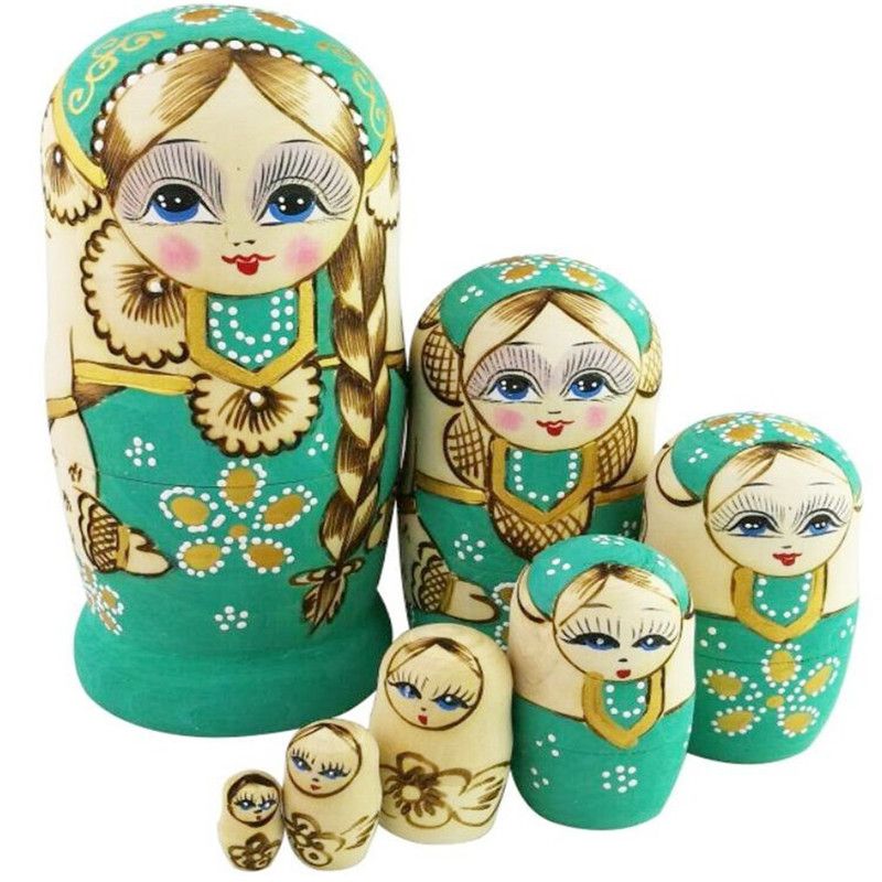 7 Nesting Cute Wooden Nesting Dolls Matryoshka Adorable Handmade Craft
