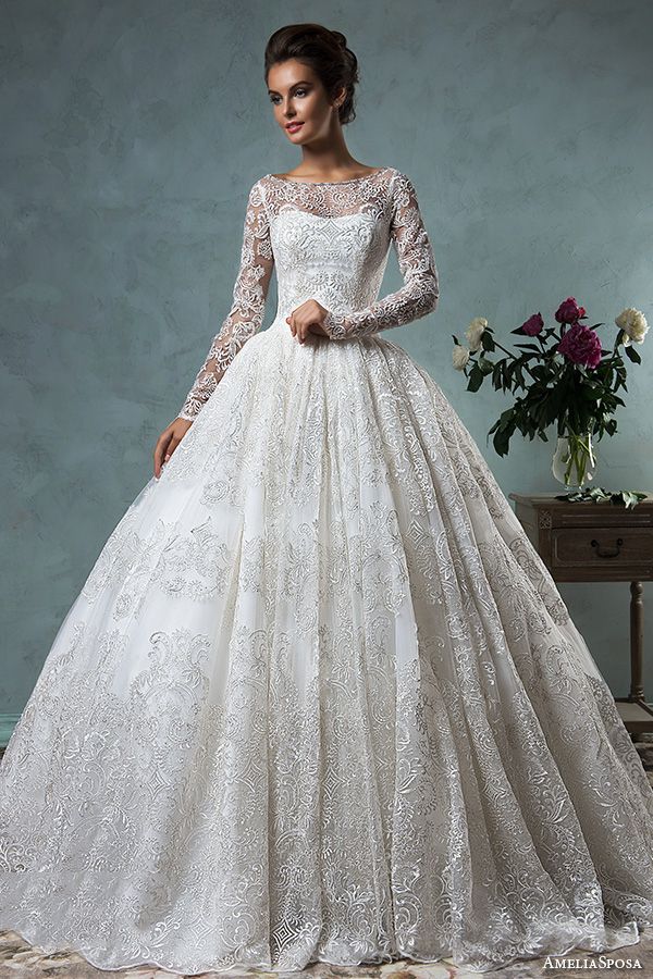 Long Sleeves Ball Gown Muslim Wedding Dresses 2017 Amelia Sposa Bridal ...