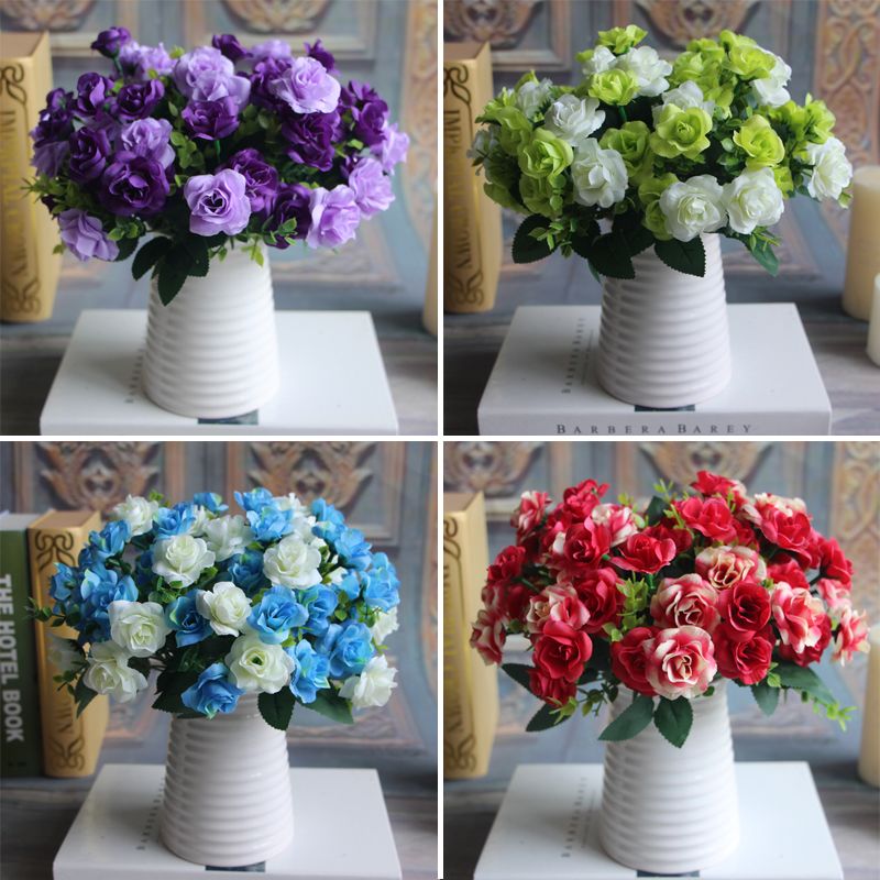 2019 Bunch 15 Heads Fake Silk Flowers Bouquet Artificial Rose Bridal