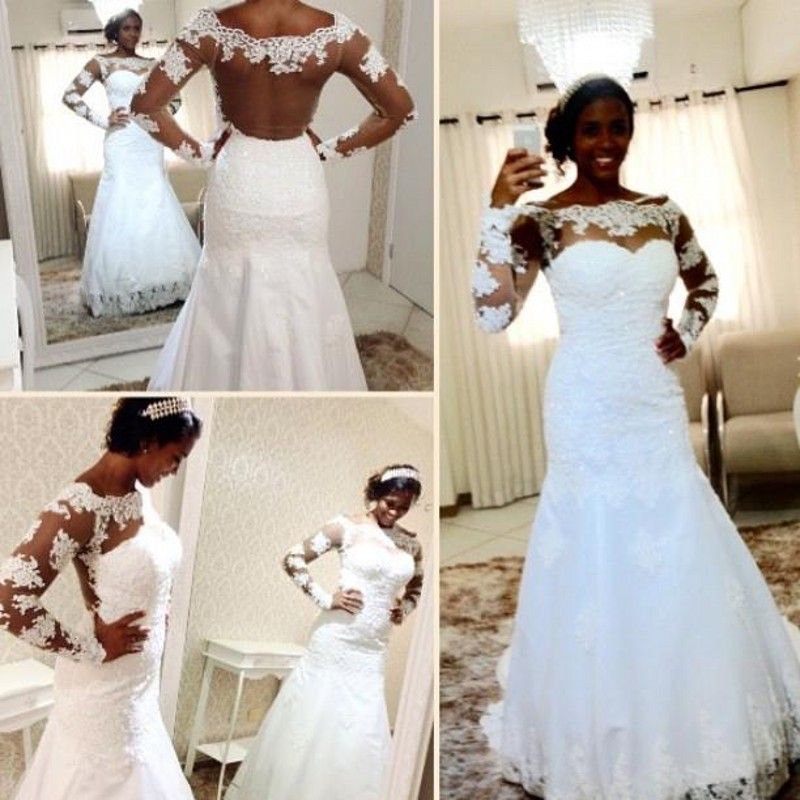 34 New Mermaid Sheer Back Plus Size African Wedding Dresses For ...