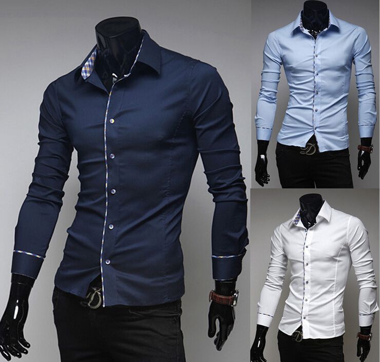 New 2015 Italian Dress Shirts Men'S Blouses Long-Sleeve Shirt Slim Fit ...