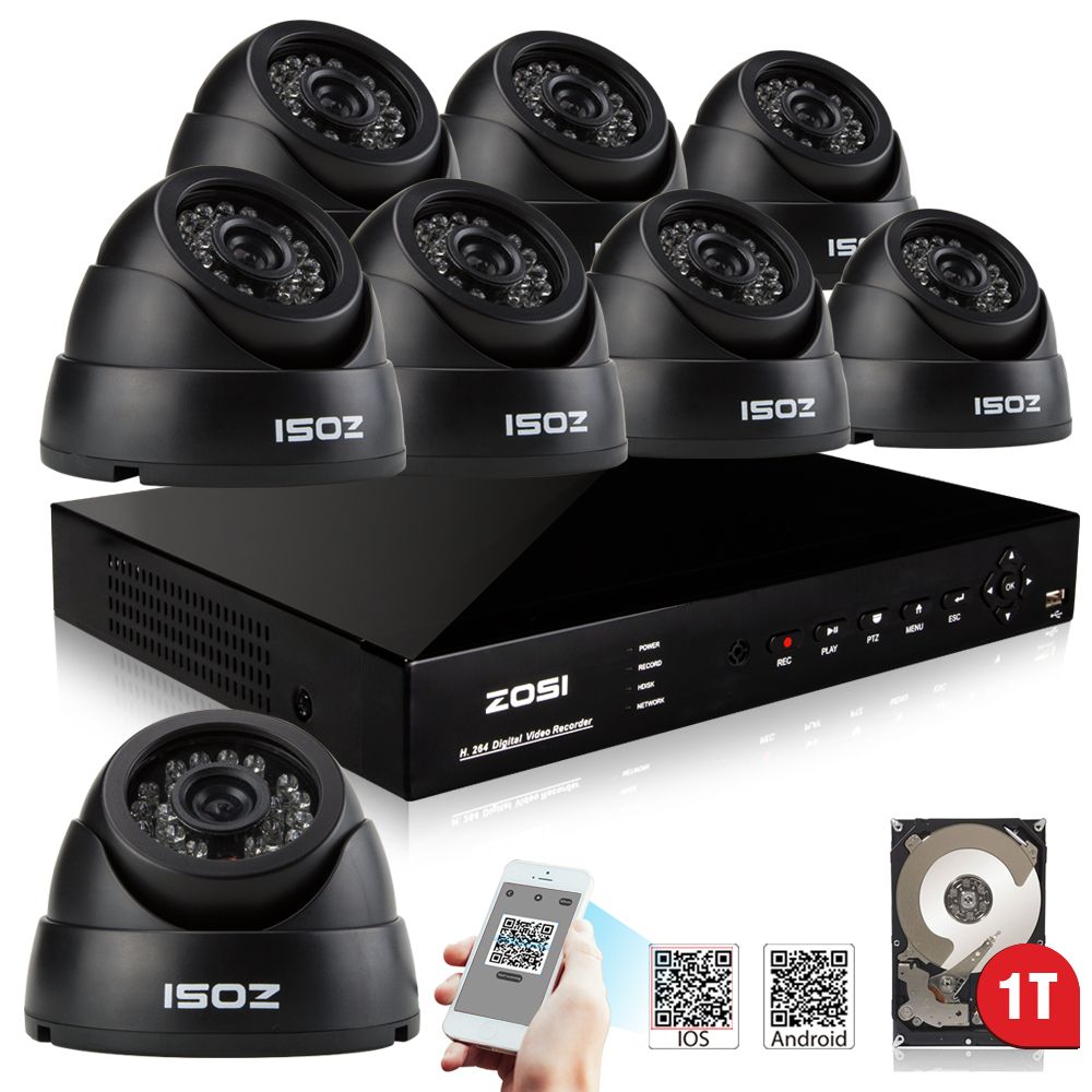 2019 ZOSI 8ch H.264 CCTV DVR System With 1TB Hard Drive Security