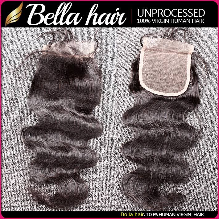 Bella Hair® Bundles brasileiros com fechamento 8-30 trama dupla HeadExtensions HeadExtensions Weaves do corpo onda ondulada Julienchina