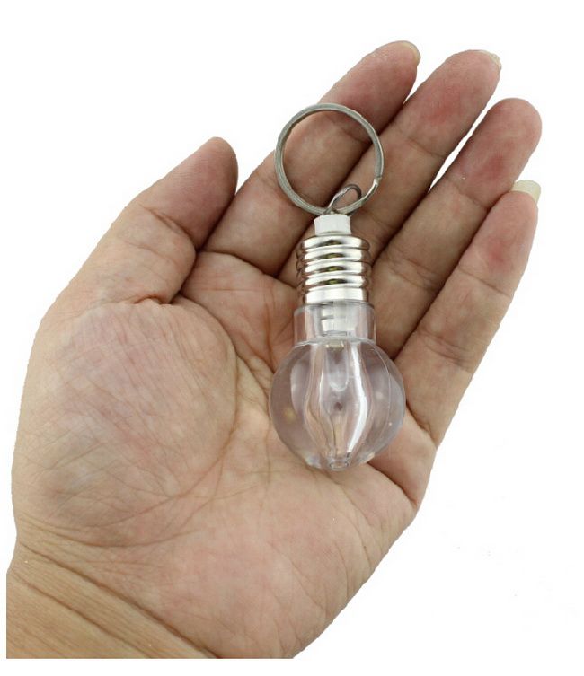 Mini Fun Interesting Colorful LED Flashlight Light Bulb Key Ring