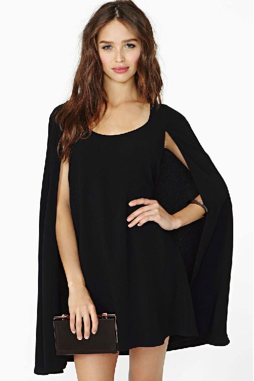 Fashion Plus Size Summer Cape Dress Zipper Summer Poncho Chiffon ...