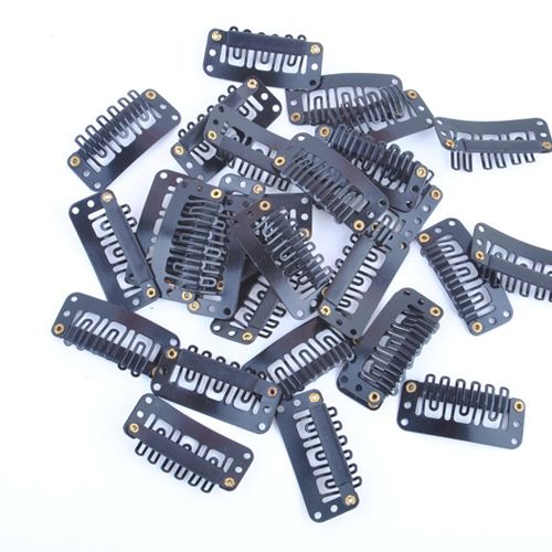 2.3cm Black 100 Hair Extension Snap Clips for Wig Wigs Weft Clip in 23mm