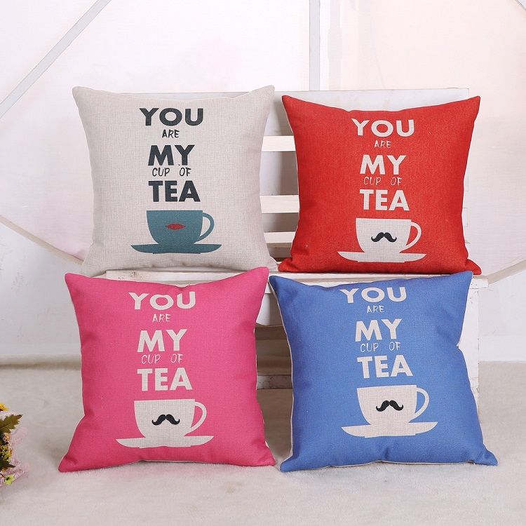 moustache cup sofa cushion covers linen cotton you are my cup of tea