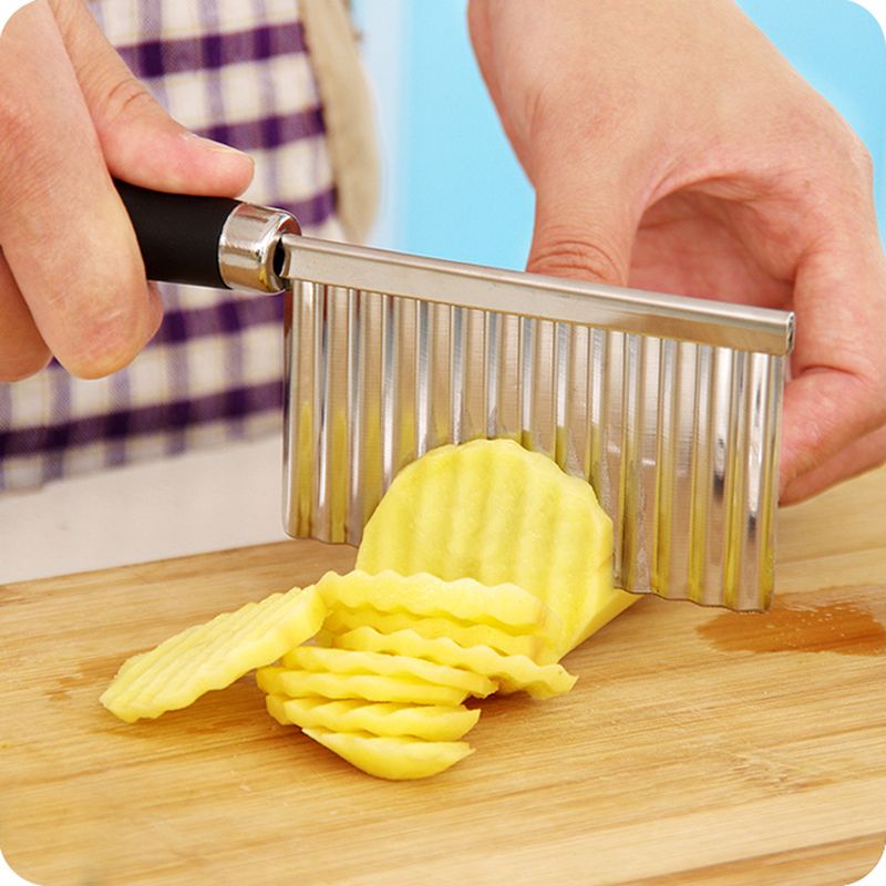 ! DIY Creative Wavy Potato Knife Cut Easy To Use Stainless Steel
