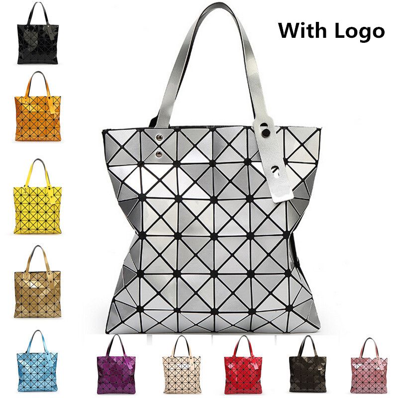 With Logo Women Fashion BAOBAO Bag Geometry Package Sequins Mirror Saser Plain Folding Bags ...