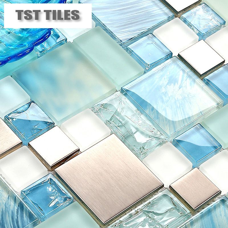 2018 Modern 11sheetsblue Sea Glass Kitchen Tiles Bathroom 2018 Modern 11sheetsblue Sea Glass Kitchen Tiles Bathroom Mirror Tile Backsplash Silver Stainless Steel Fireplace Deco Mesh From Kingstory