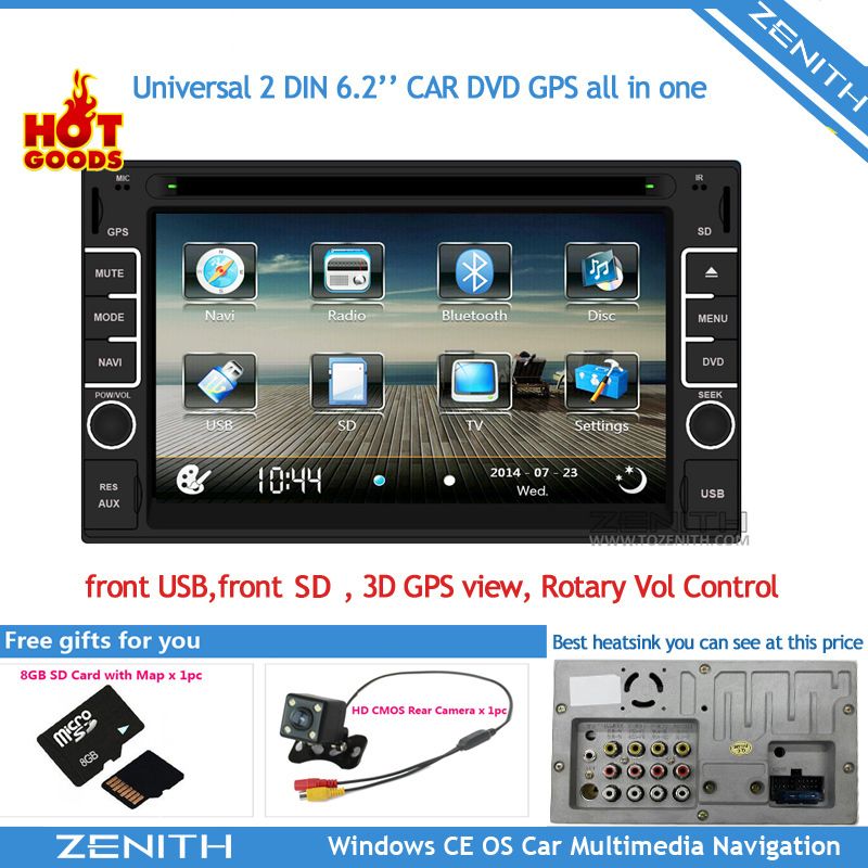 Double Din Touch Screen Car Stereo 2 Din Car Dvd Gps USB SD Bluetooth FM AM 6.2 In Car Dvd