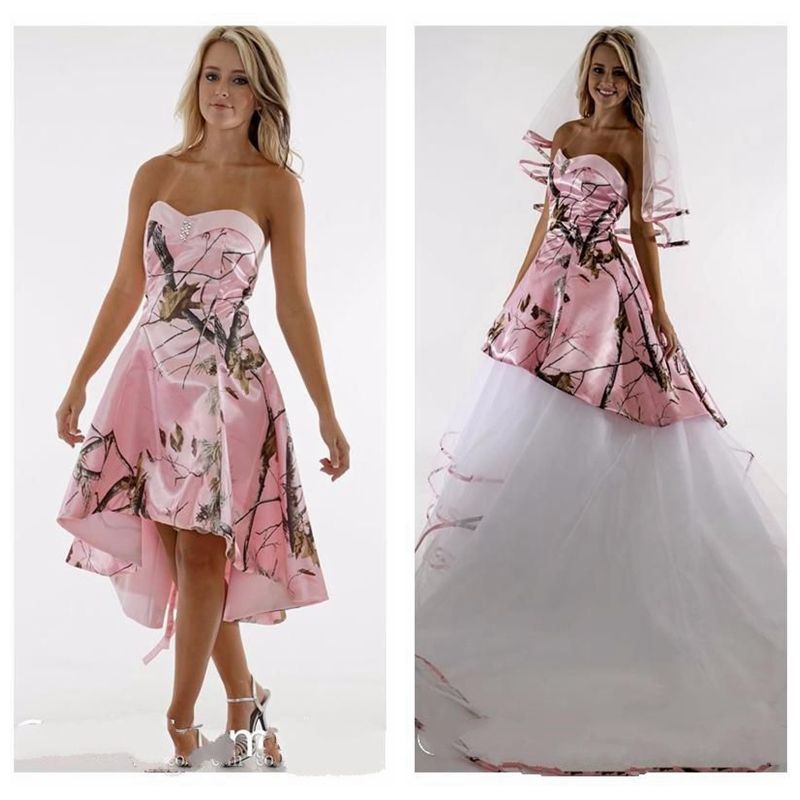 pink camouflage wedding dresses