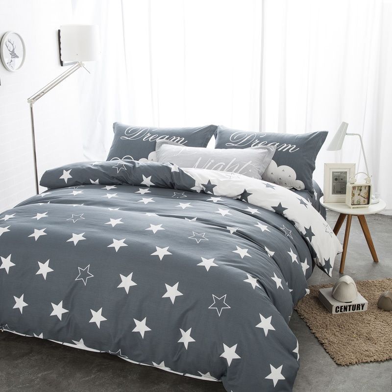 Bedding Sets Black And White Star Print 100 Cotton Twin Double Bedding Sets Black And White Star Print 100 Cotton Twin Double Queen Duvet