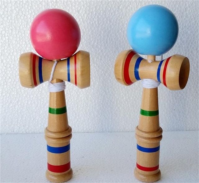 Cndiyald Ball Cup Toy Wooden Kendama Blue Ball Cup Toy Classic Japanese