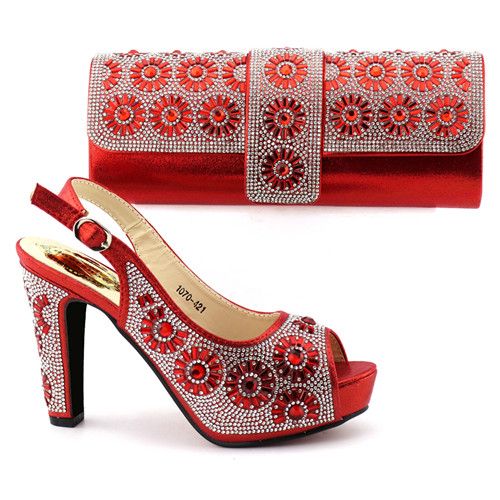 red shoes and matching bag