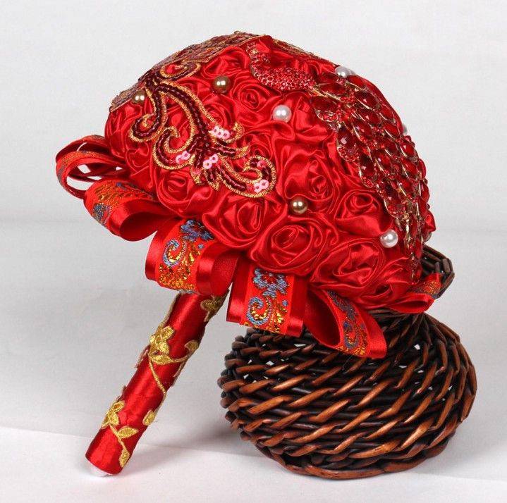 Wedding Supplies 2018 Red Wedding Bouquets Handmade ...